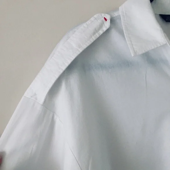 Zara Basic White Oversized Button-Down Boyfriend Shirt With Zara Logo Size US M - Picture 4 of 11